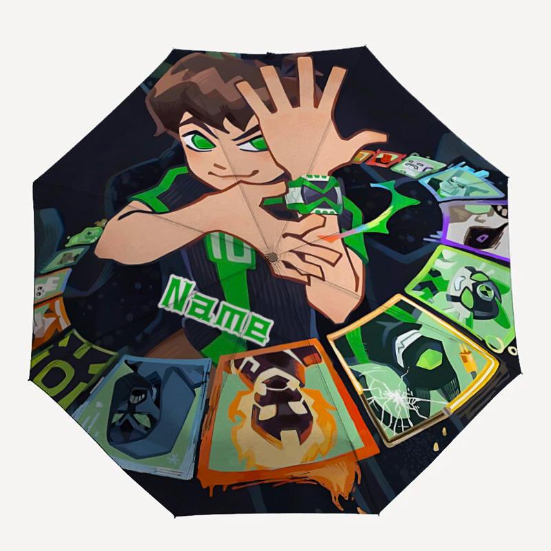 

1pc Ben 10 Custom Name Automatic Folding Umbrella, Durable Plastic & Iron, Lightweight for Outdoor Daily Use S1230063