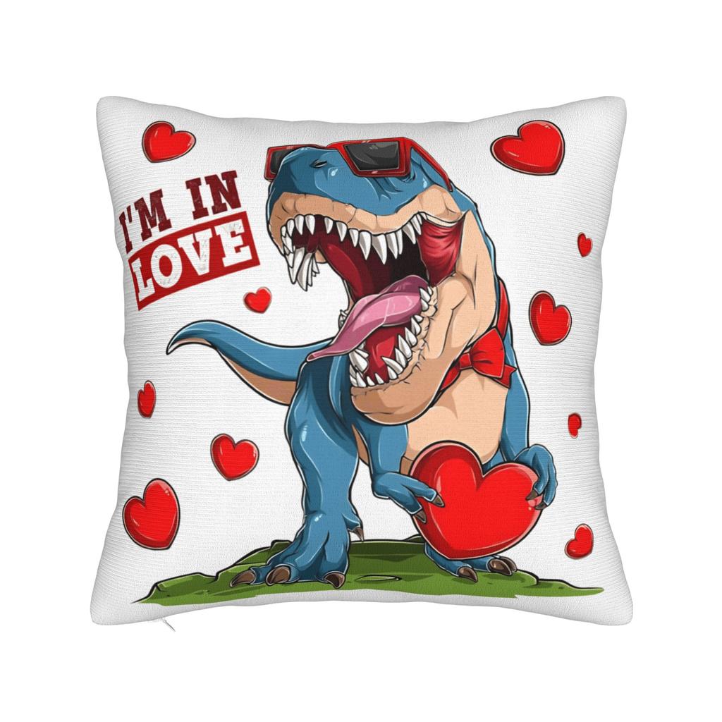 Valentine Day Dinosaur TRex I Steal Hearts Pillow Case Retro Trendy Pillow Cover Soft Pillowcases For Chair Sofa Home Decor