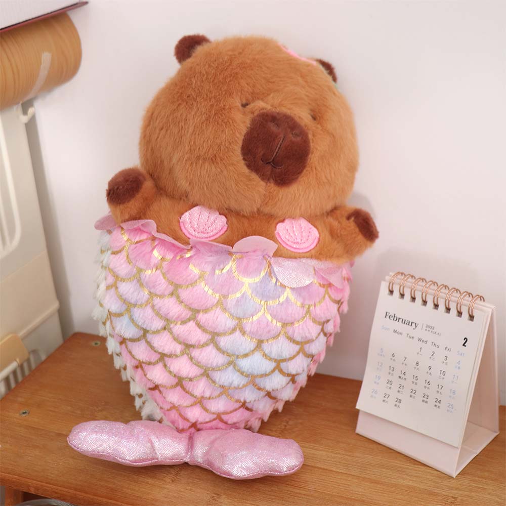 Simulation Mermaid Capybara Plush Cartoon Capibara Fluffty Doll Capybara Plush Toy Home Decor