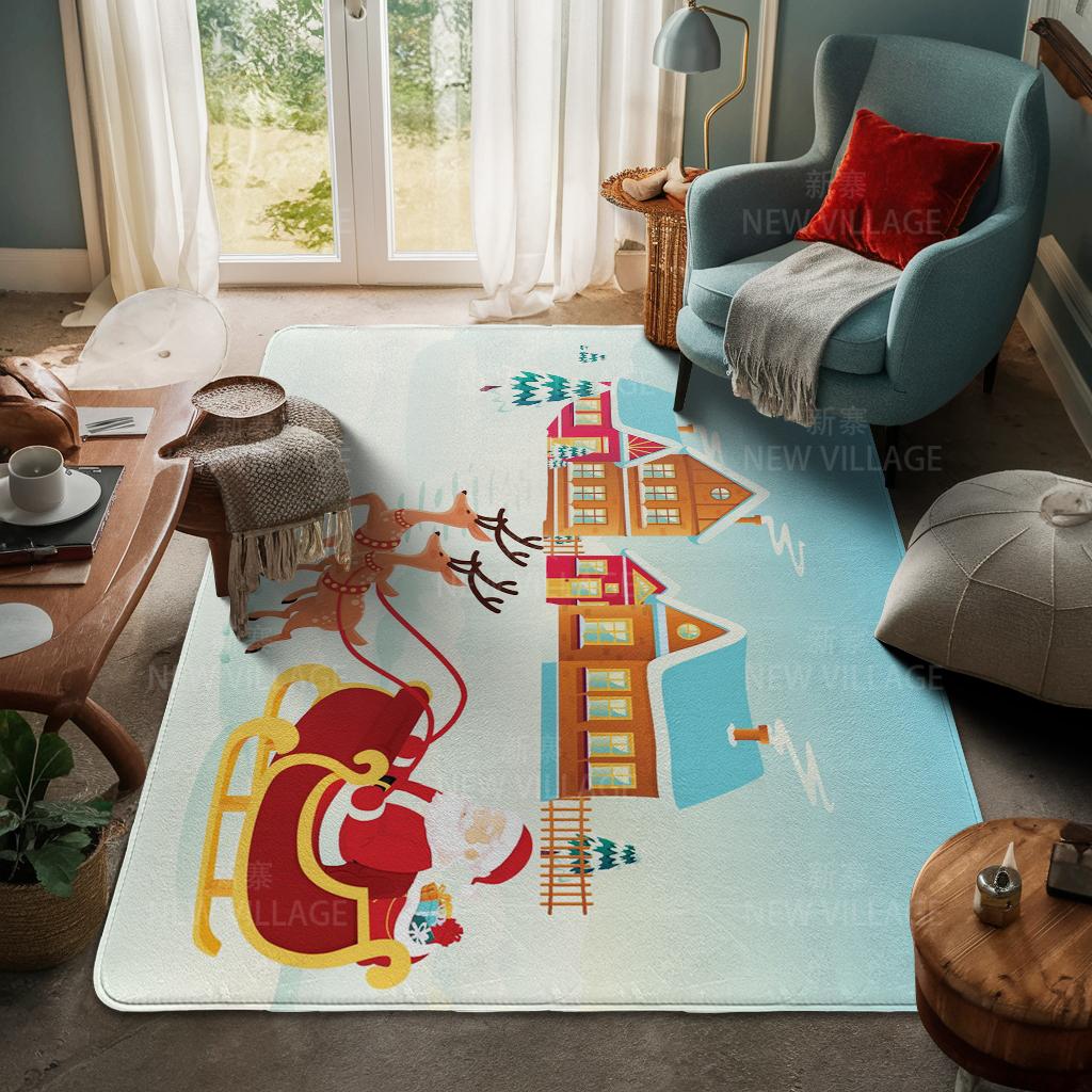 House Entrance Carpet Home Door Mat Living Room Bath Foot Bathroom Non-slip Water Absorption Rugs Bath Merry Christmas Winter