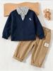 Jongens Streep Hoodie & Werkkleding Broek Set – Lente/Herfst Casual Outfit