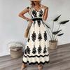 Neues, Sommer-Mode bedrucktes Kragen-Taillen-Langes Kleid Damenbekleidung