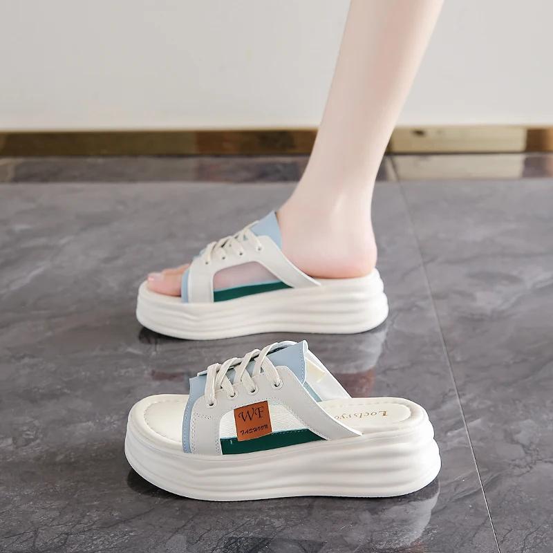 

Fashion New Fashion Women s Shoes Flat Sandals Summer 2025 Thick Sole Comfortable Non-slip Wear-resistant Outdoor Slippers 35