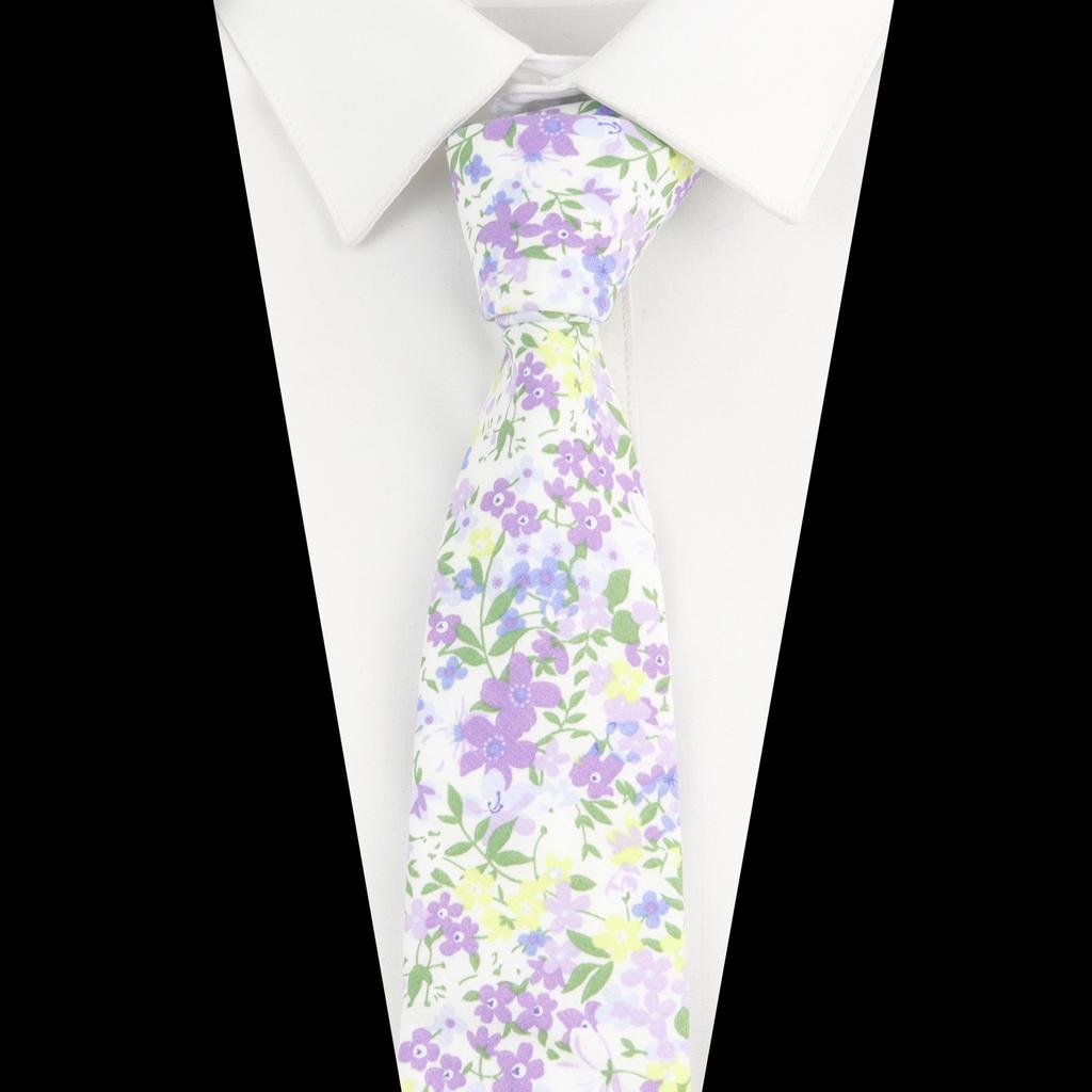 New Cotton Floral Tie For Men Women Soft Gentle Elegant Flower Necktie White Blue Yellow Narrow Skinny Wedding Party Accessories