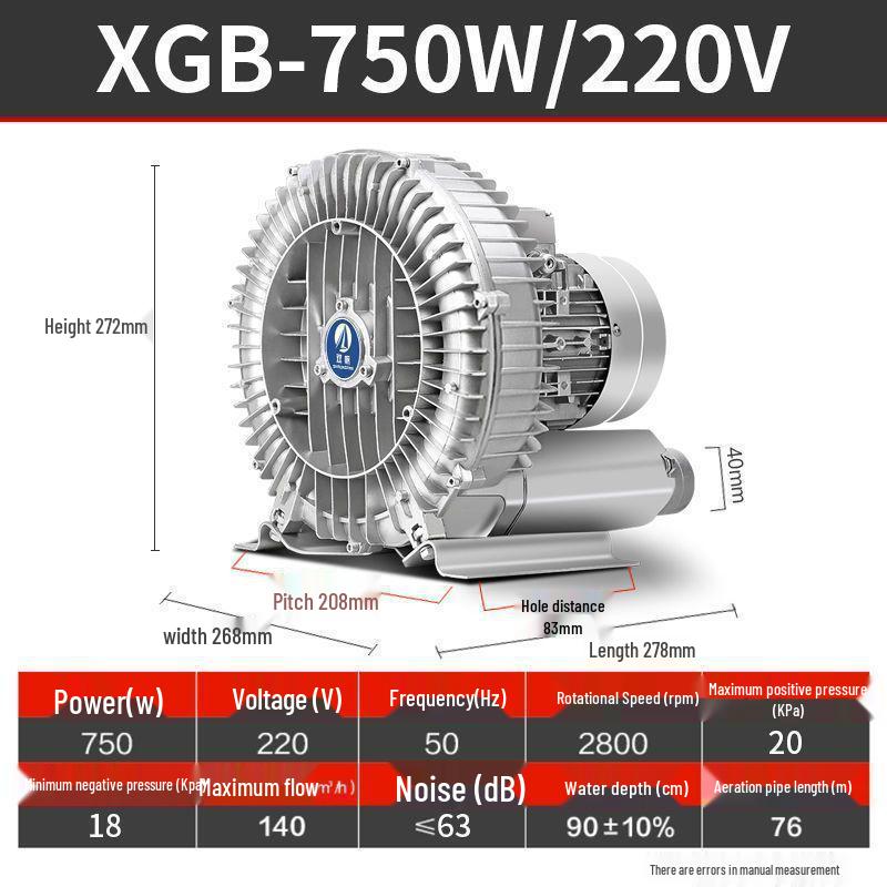 Industrial High-Power Vortex Blower Fan for Vacuum & Fish Pond Aeration