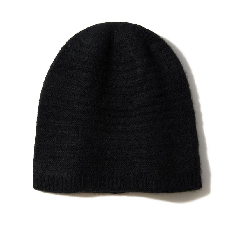 Autumr&Winter Women S 100% Cashmere Thick Double Layer Knitted Baotou Cap Warm Stacking Cap Fashionable Casual Knitted Cold Cap