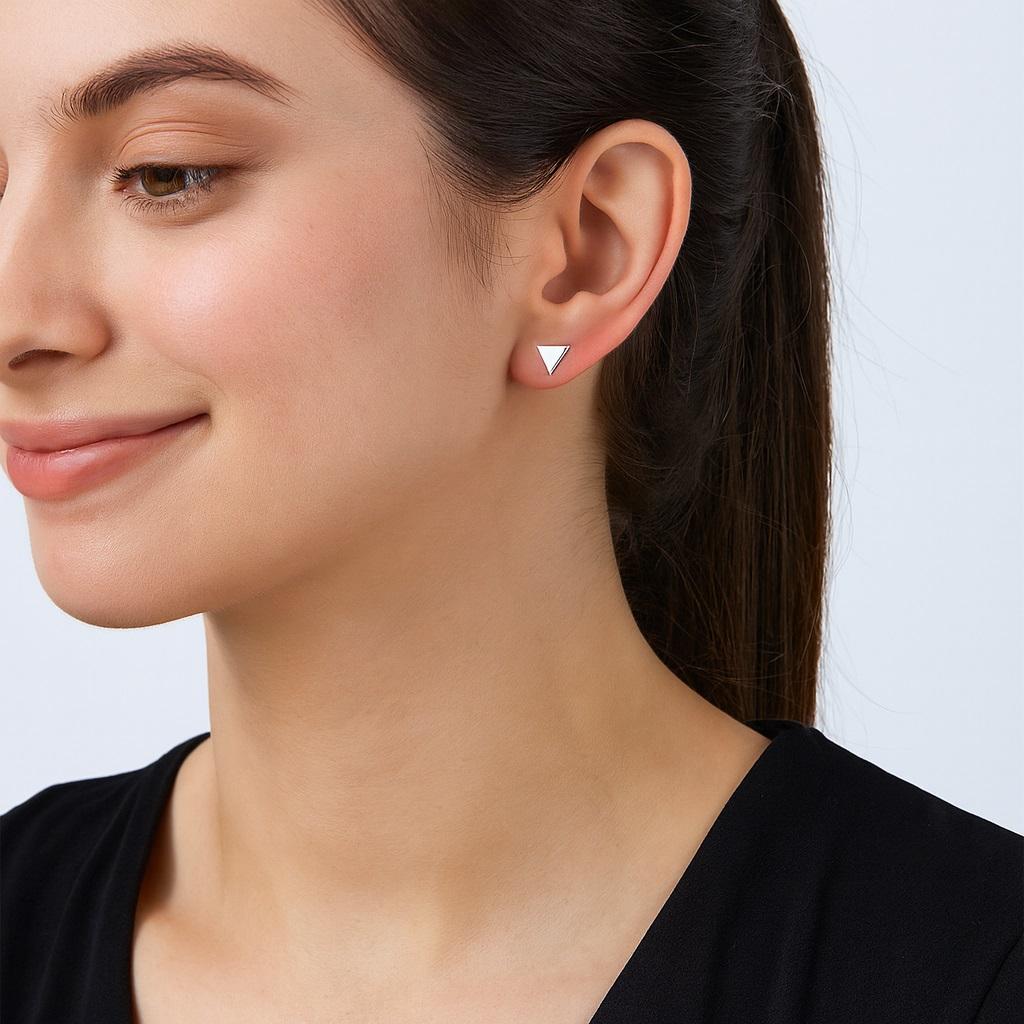 925 Sterling Silver Triangle Stud Earring