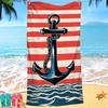 Nordic painted ship anchor digital-printed polyester Superfine fiber double-sided fleece Beach vacation bath towel, beach towel