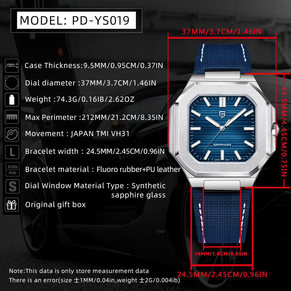 PAGANI DESIGN 37MM New Men Watches VH31 Luxury Quartz Watch For Men Stainless Steel Sapphire glass Quartz Watches Gift