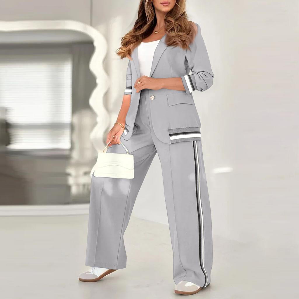 Women's Long Coat And Wide-leg Pants Suit Business Casual Two-piece Suit