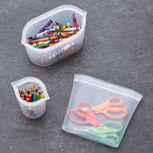 Zip Top Silicone Storage Bags, 710ml, for Sandwiches, Microwave, Freezer, and Dishwasher Safe, Made with Platinum Silicone, Non-Toxic, Frosted White