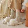 Women's Japanese-Style Gray Wool Mid-Tube Socks: Cozy, Retro, Solid Color for Autumn/Winter.