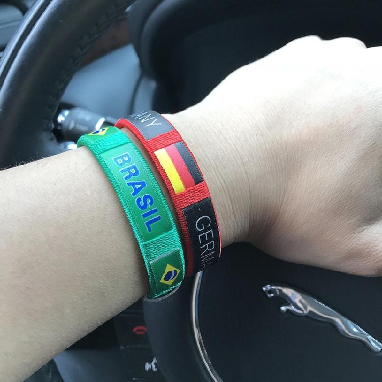 Football Country Flag Wristband Alloy Bracelet Adjustable Sports Band Football Wristlet for Sports and Festivities