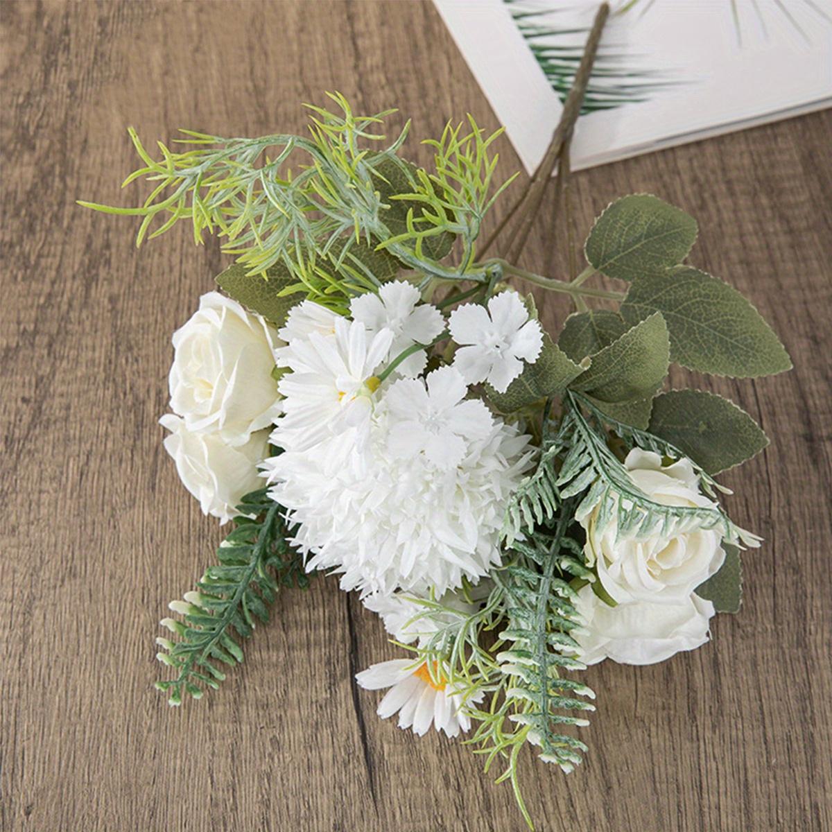 3 Pcs Silk Flowers Bouquet Artificial Flowers Fake for Home Decorations Table Centerpieces Flower Arrangement Wedding Decor Bridal Bouquet Baby Shower 3 Pcs белый