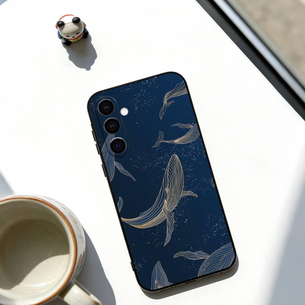 

Whale Pattern Phone Case For Samsung Galaxy A73,A72,A71,A70,A53,A52,A51,Others Soft Black Cover Samsung a21