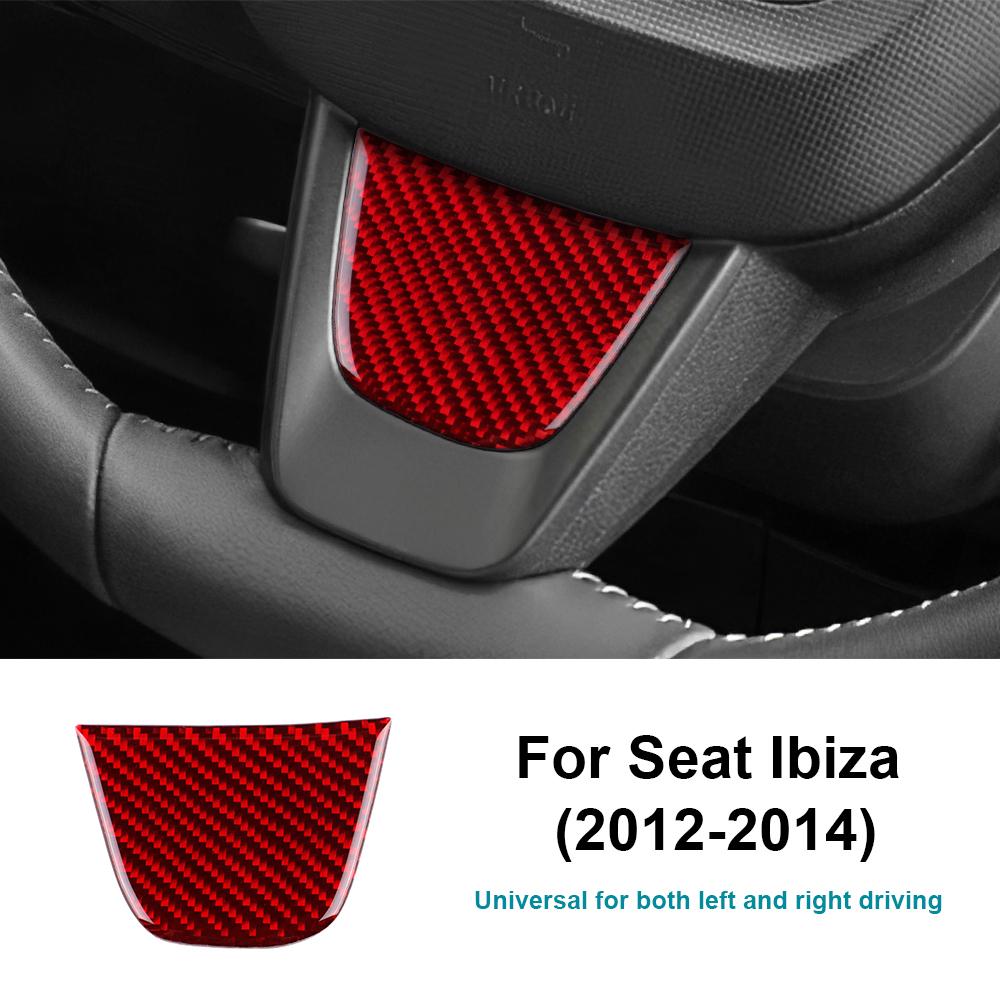 For Seat Ibiza 6j 2012 2013 2014 Real Soft Carbon Fiber Sticker LHD RHD Car Steering Wheel Center Bottom Decor Frame Trim