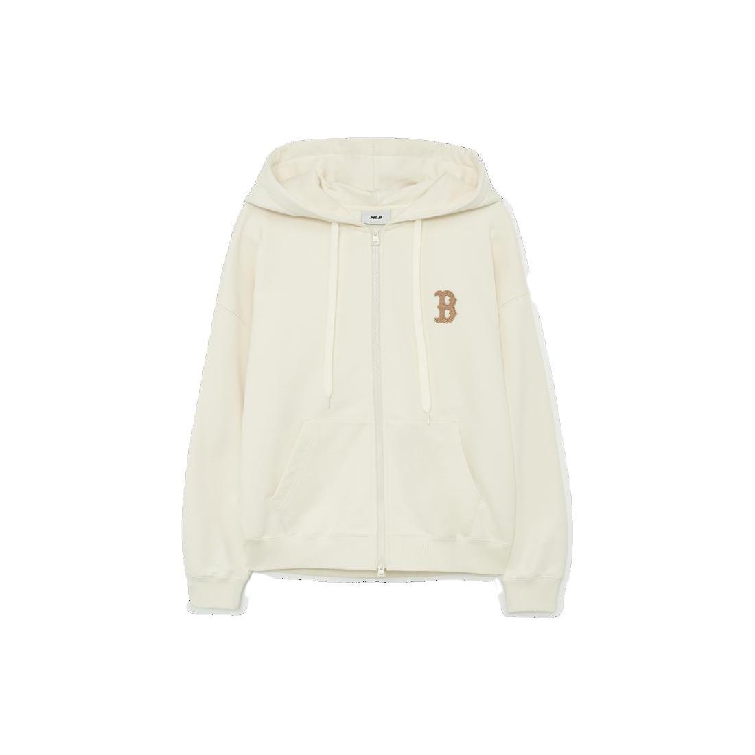 MLB RED SOX Sweatshirts Unisex Cream Hooded Moderate Cardigan 3ATRB0134-43CRD XS