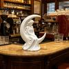 Eco Friendly PLA Statue Moon Girl Figurine, 3D Printed Mystical On Crescent Small for Tabletop Statue, Collectible Sculpture Bedroom Shelf Decor