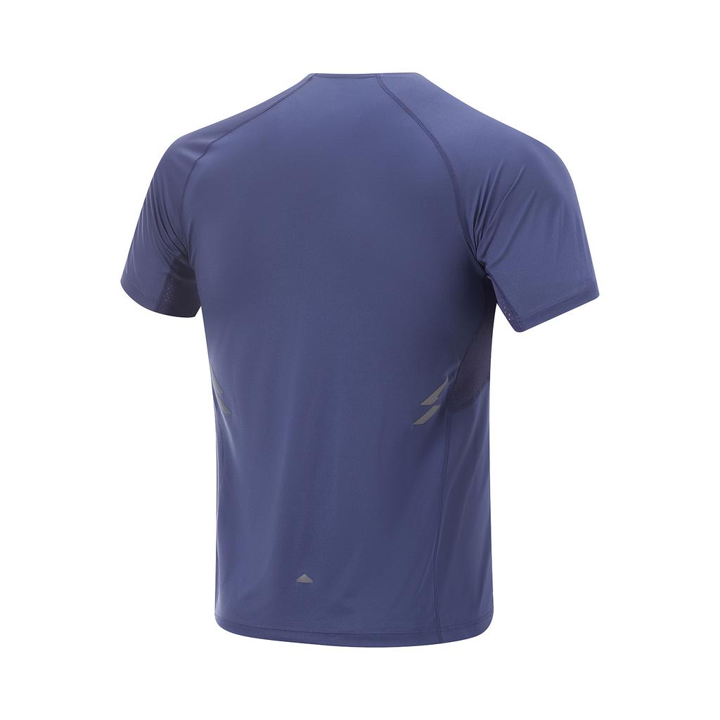 Li Ning Running Series Raglan Logo Round Neck Slim Fit Quick Dry Breathable Short Sleeve T-Shirt Men T-Shirts Dusk-Blue ATSV005-3