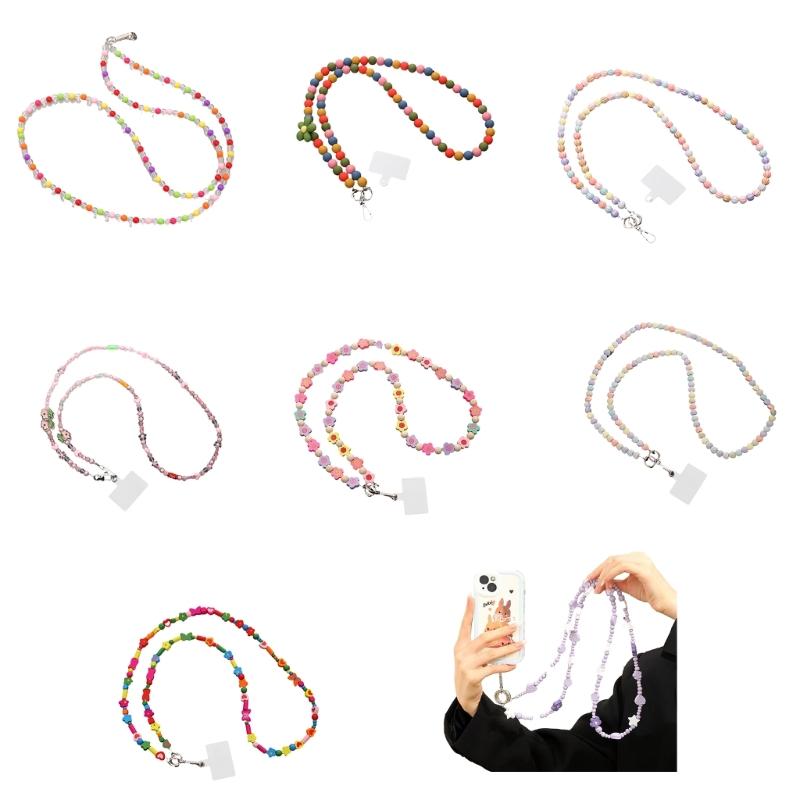 Phone Lanyard, Universal Bead Chain Neck Straps for Phone Case Crossbody Phone Lanyards with Patches for Most Phone