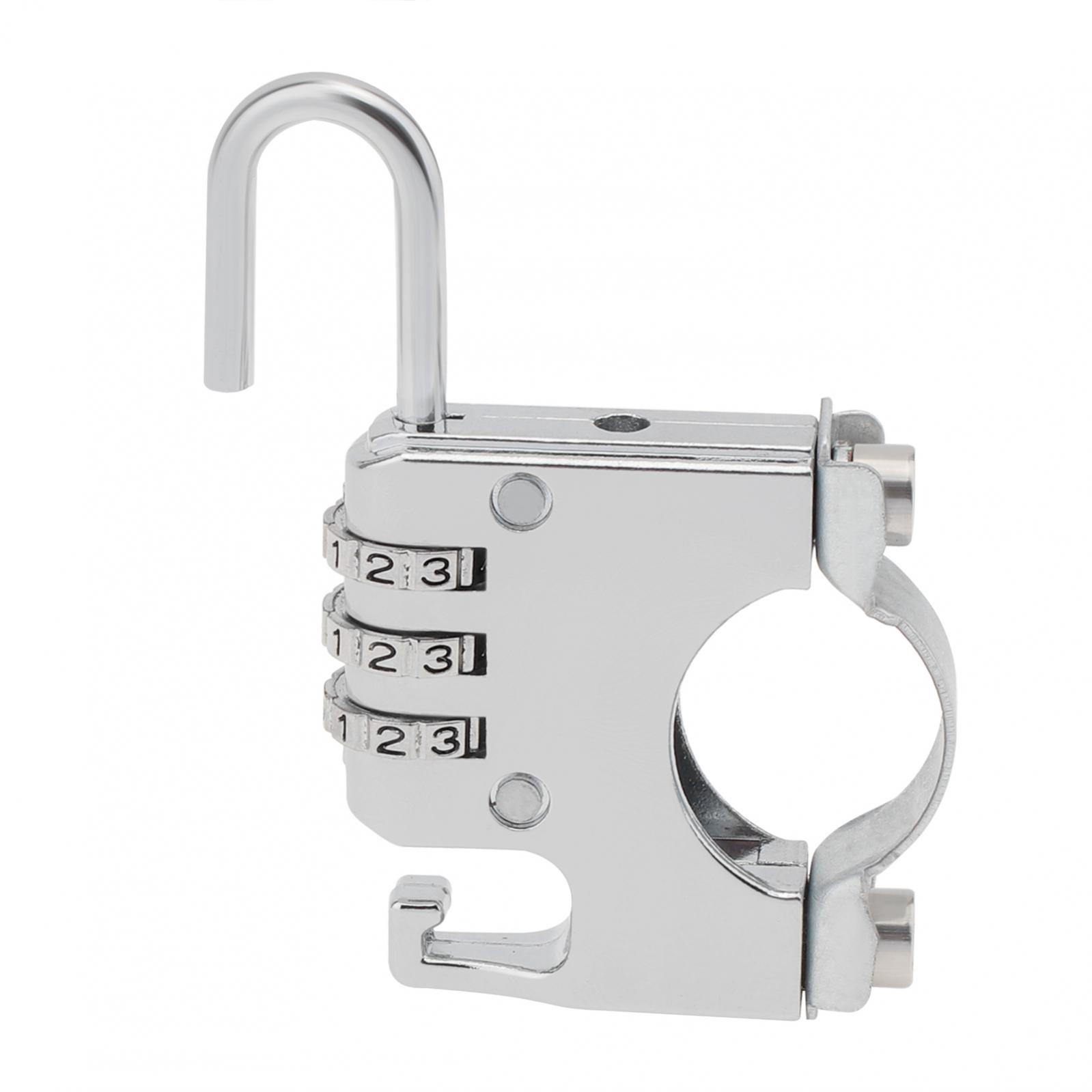 

Противоугонный кодовый замок для шлема Алюминиевый сплав Универсальный Мотоцикл Квадроцикл Скутер Не требуется ключ серебряный