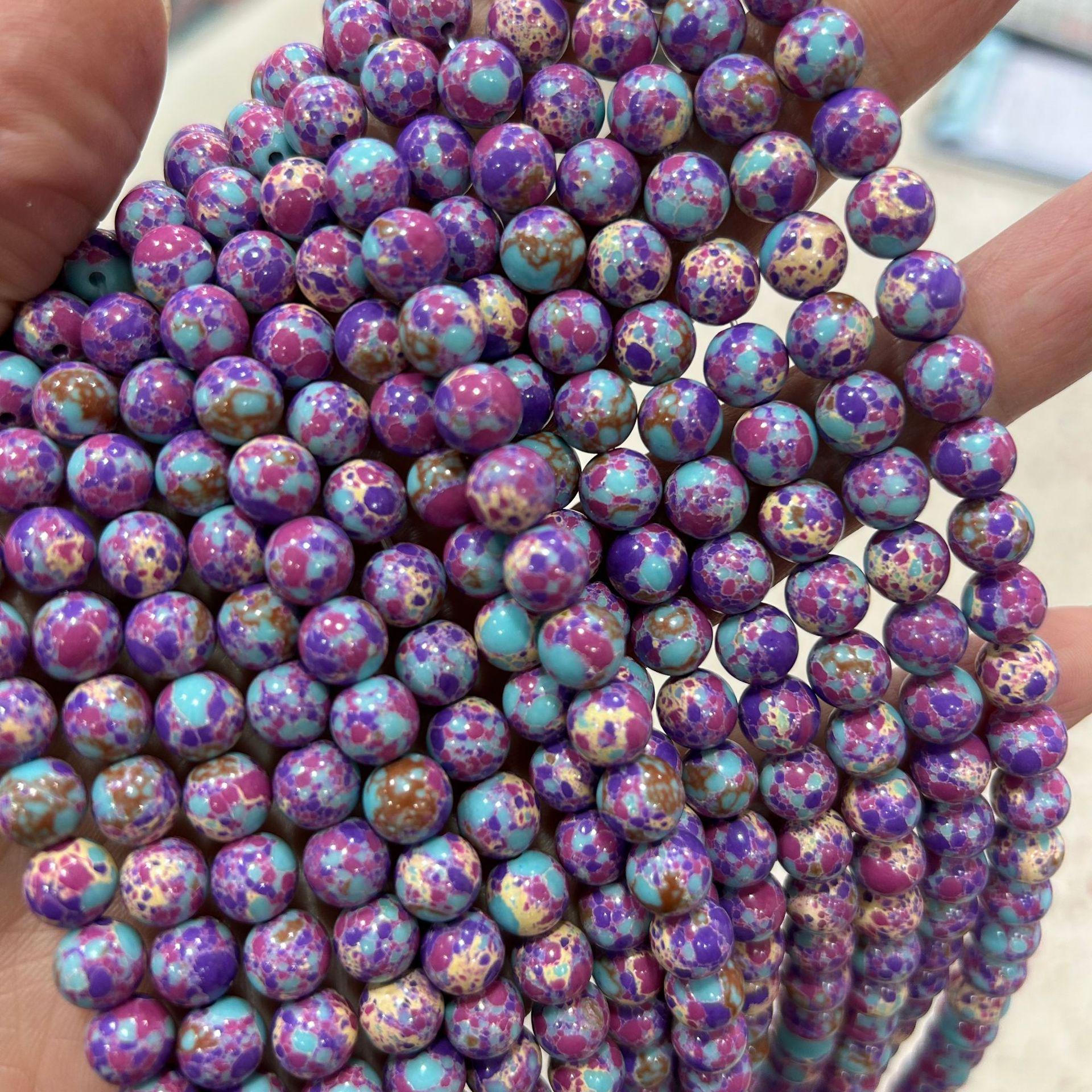 

Фиолетовый Императорский Камень Синие Бусины Круглый Браслет DIY Аксессуары для Украшений 88 beads - 4mm