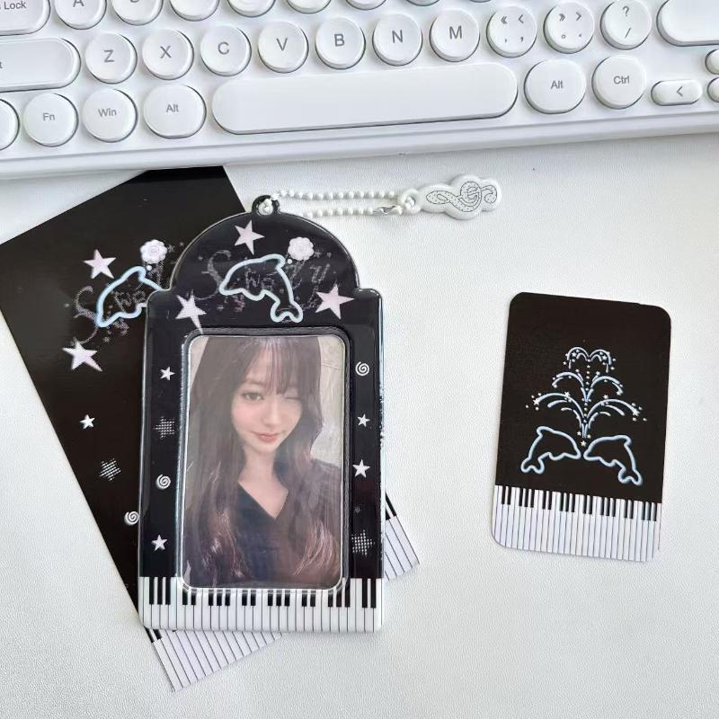 Idol Photo Card Holder Transparent Display Case for Star Chaser Campus Meal Card Storage Pendant Accessory
