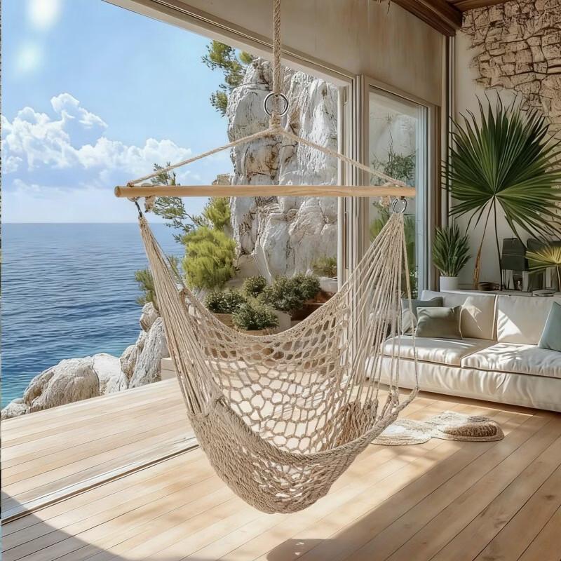 Outdoor Cotton Rope Mesh Hammock Chair