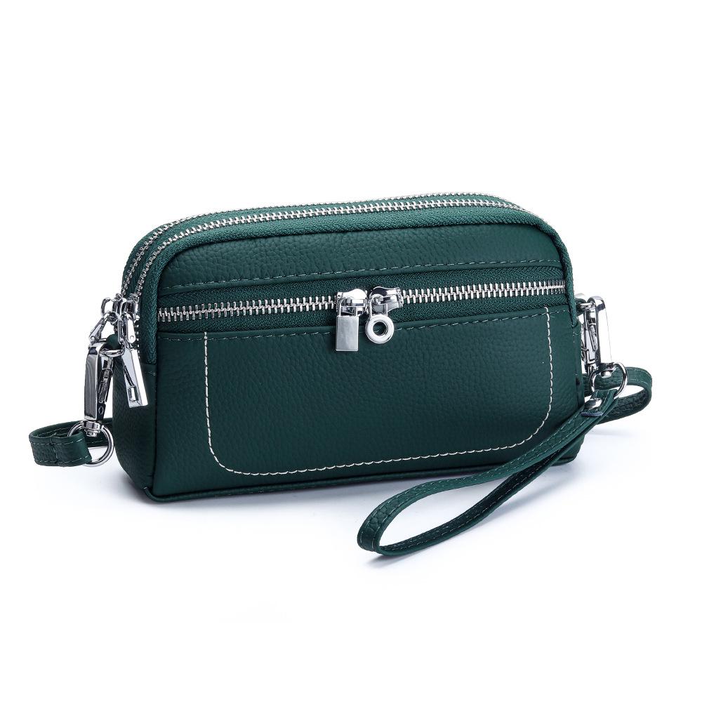 Exquisite Lock Design Women's Crossbody Bag - Premium Cowhide, Double Compartment Clutch