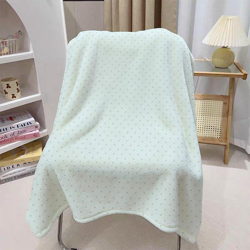 Korean Style Light Yellow Polka Dot Flannel Nap Blanket