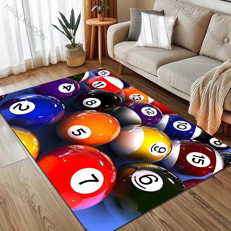 HD Snookered Billiard Balls Print Carpet for Living Room Bedroom Sofa Doormat Decor Sofa Table Area Rug Non-slip Floor Mat