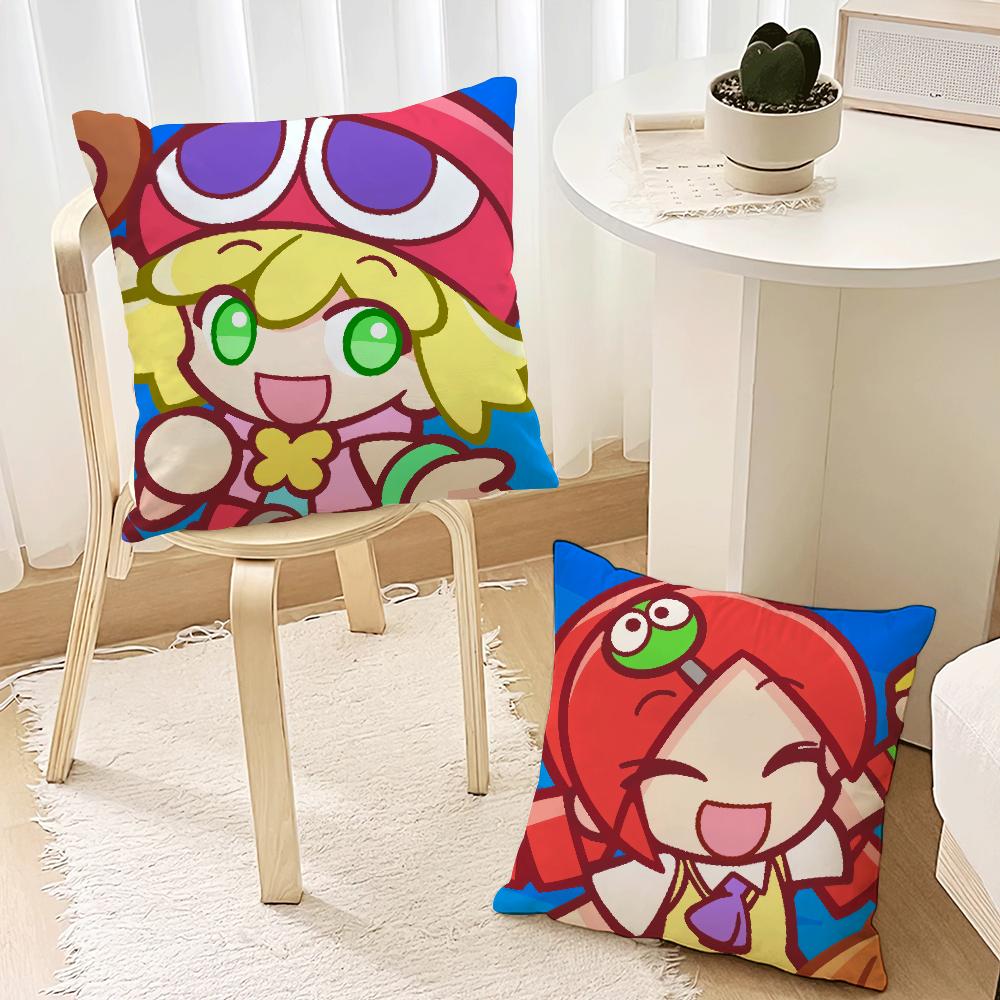 Game P-Puyo P-Pop F-Fever Anime Sig For Bedroom Car Coffee Shop Room Soft and Living Room Sofa Decorative Pillow Cover Case