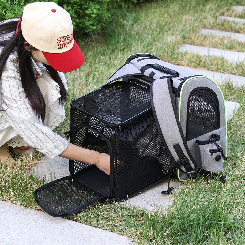 Expandable Pet Backpack Carrier Breathable Mesh Cat Dog Travel Bag Lightweight Expand Side Space Portable Outdoor Pet Knapsack