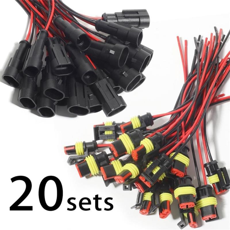 Upgrades 2Pin Quick Connect Wire Connectors Quick Splices 2Pin Waterproof Connectors 40pcs for Automotive Circuits