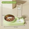 Pet Double Bowl: Automatic Water & Food Bowl for Cats and Dogs, Tilted Design for Easy Feeding.