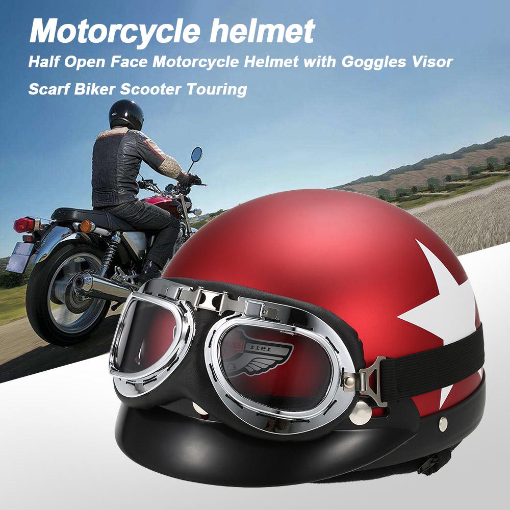 Five-pointed Star Picture Half-covered Helmet Removable Visor for Motorcycle
