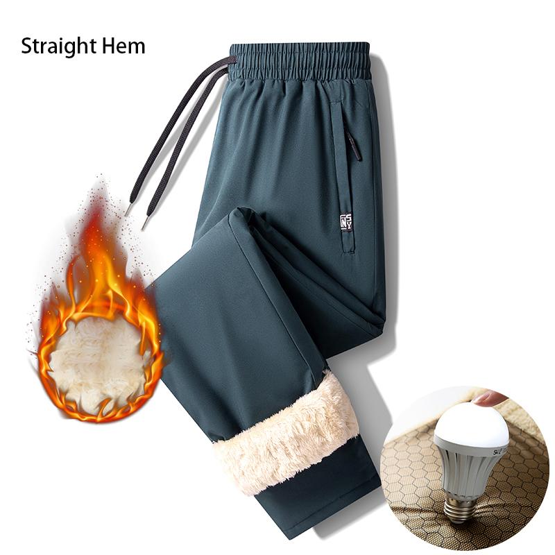 Pánské Silné Teplé Kalhoty Podšívka z Fleecu Zimní Kalhoty Pánské Nadměrné Velikosti Volné Joggers Sportovní Oblečení Černá Šedá Ležérní Kalhoty se Stahovací Šňůrkou
