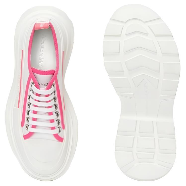 (WMNS) Alexander McQueen Tread Slick Lace Up 'White Neon Pink' Women's 697074W4MV59895