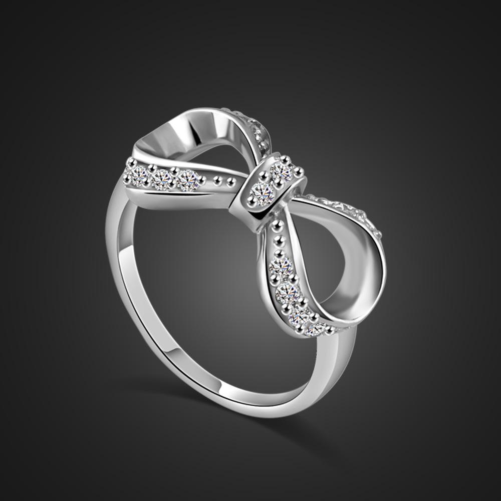 

Женское милое кольцо с бантом Белое золото Простое кольцо Кольцо Ювелирное изделие Подарок 9