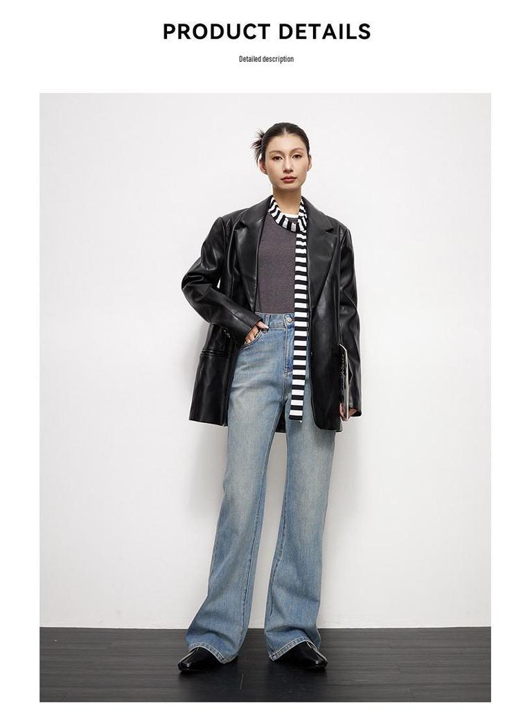 JOCORBEI Four-Way Stretch Retro High-Waisted Flare Denim Pants for Women