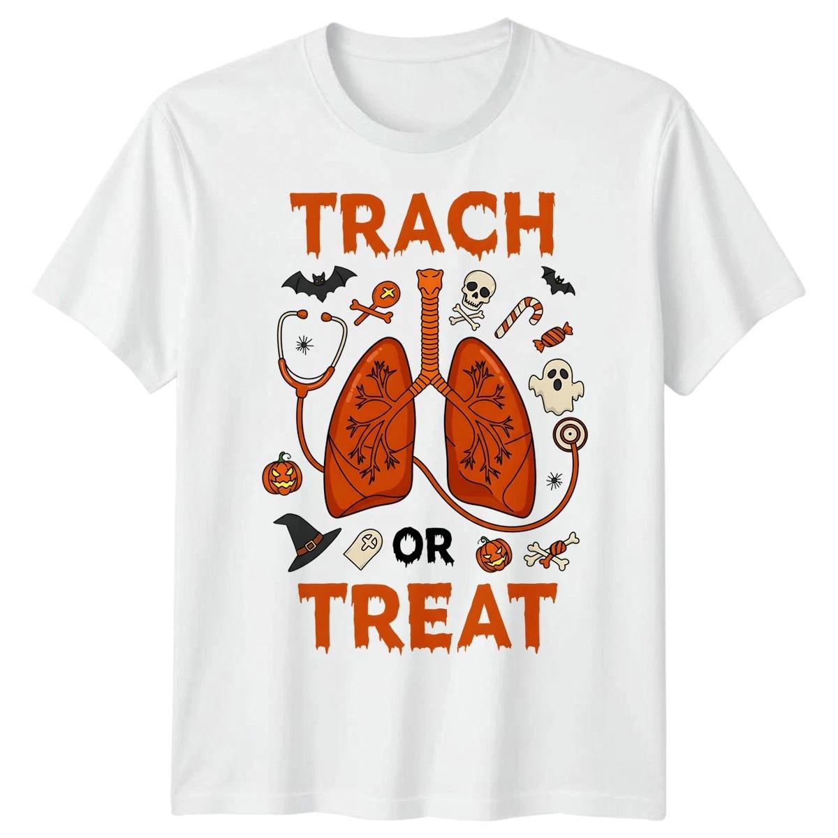 Halloween T-Shirt Trach Or Treat Respiratory Therapist Gift Adults & Kids Tee 130
