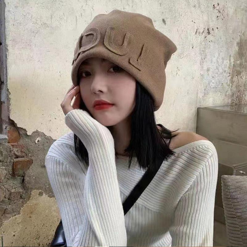 

Ricygvm Loose Baggy Slouchy Beanie For Women Autumn Winter Warm Woolen Knitted Hat Luck Letter Skullies Cap Big Head Bonnet Kpop One Size