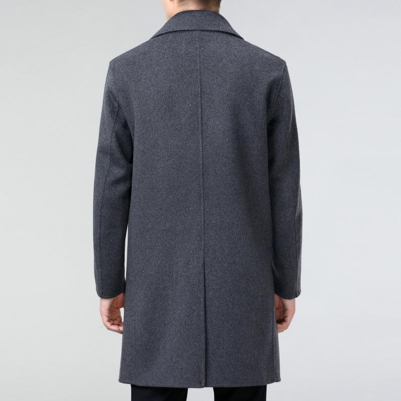Double-sided Cashmere Woolen Coat for Men, Mid-length Winter High-end Middle-aged Daddy Double-breasted Woolen Coat