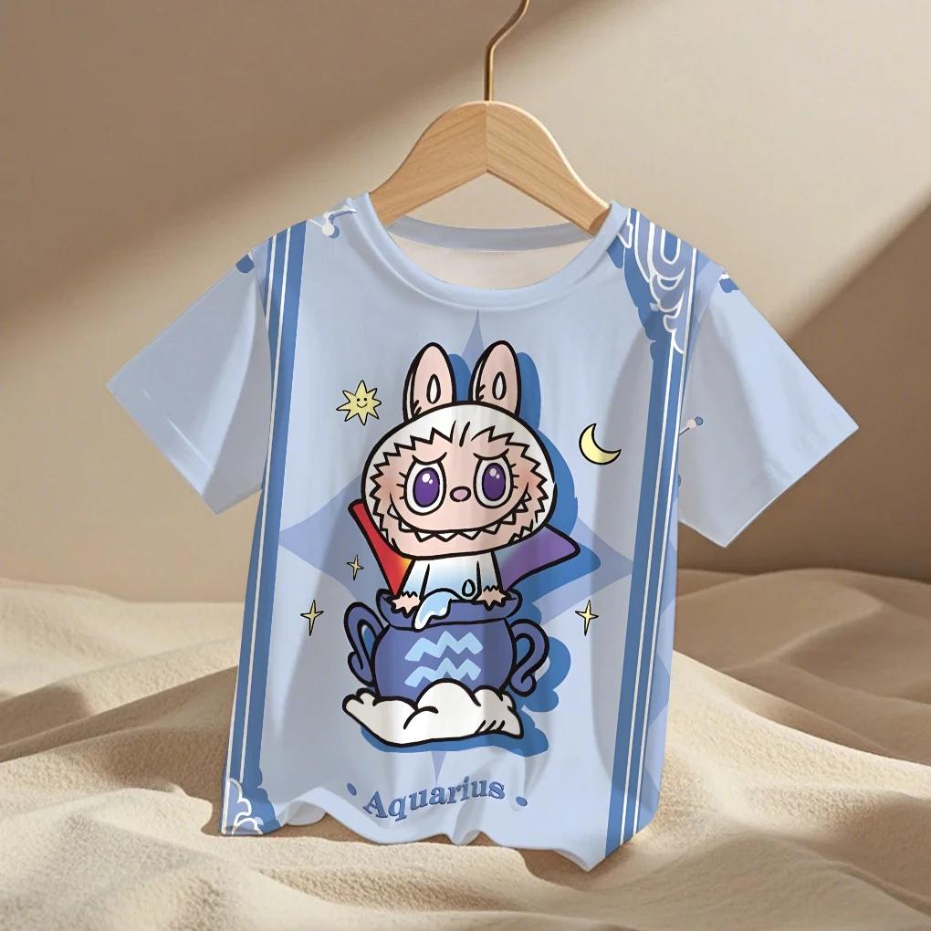 Kawaii Labubu Cartoon Anime Kids T-Shirts 3D Print Streetwear Boy Girls Child Clothing