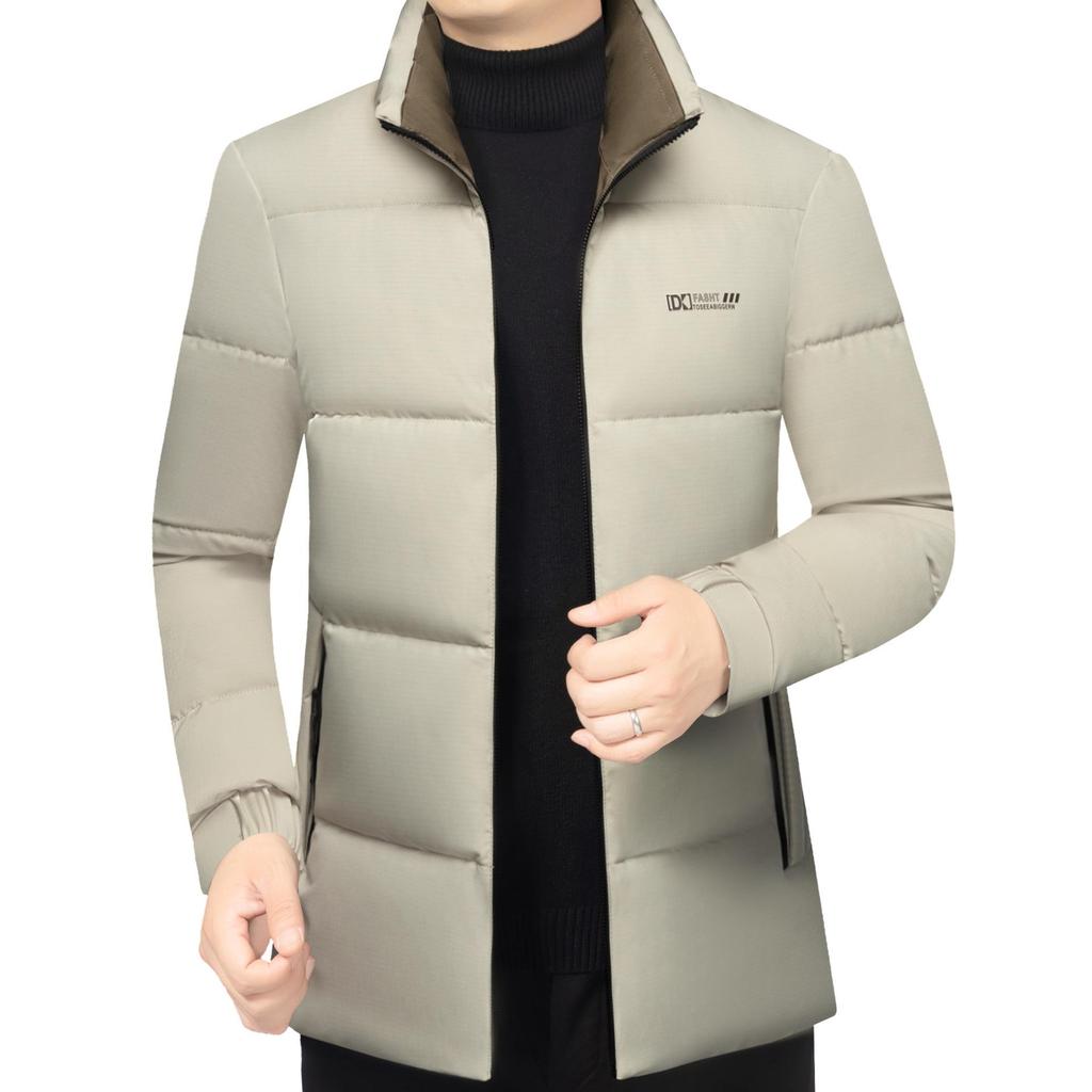 Men's 2025 Winter Stand-up Collar Warm Cotton Jacket - Fashionable Business Bread Jacket for Middle-aged Dads