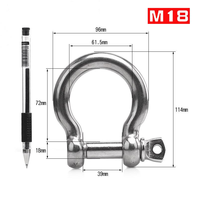 304 Stainless Steel Bow Shackle - Tow Hook, Marine Rope Ring, Chain Lifting Rigging Connector