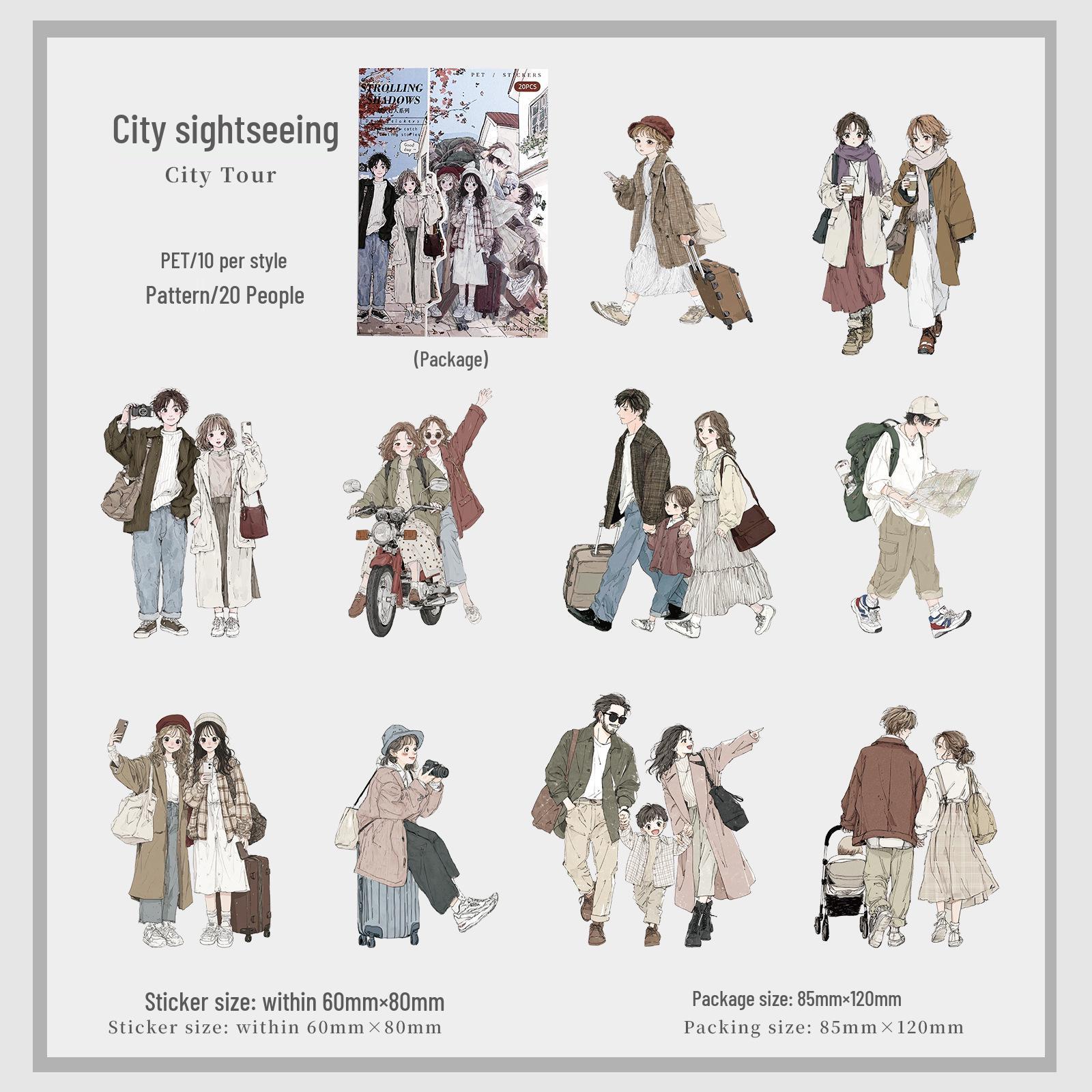 Yi Niao Fireworks Pedestrian Series: Korean-Style Original Character PET Stickers (6 Variations)