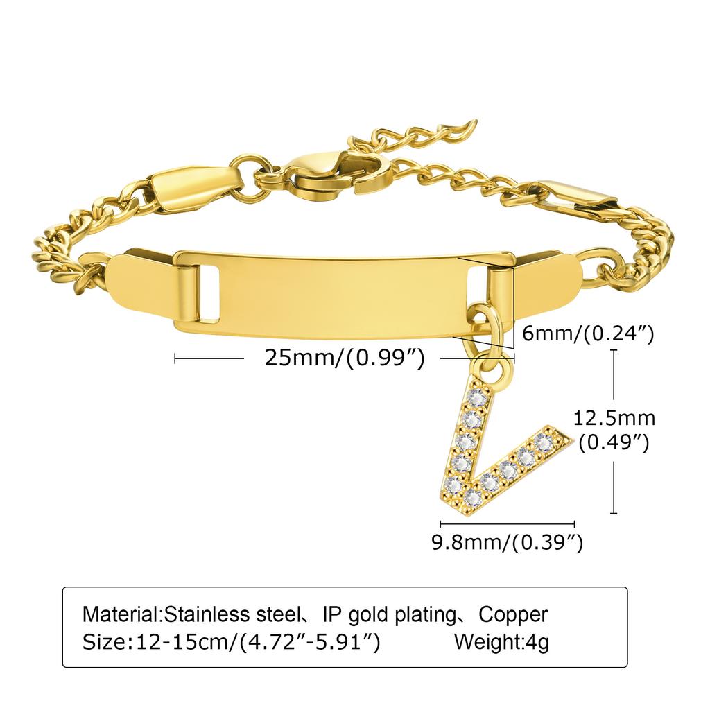 26 Initial A-Z Free Custom Name Date Bracelets Amulet Gift Jewelry, Anti Allergy Stainless Steel Chains Bracelet
