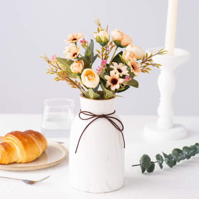 5PCS Pink Artificial Flowers Silk Roses Buds for Home Decor Wedding Arrangement Bridal Bouquet Christmas Wreath Accessories