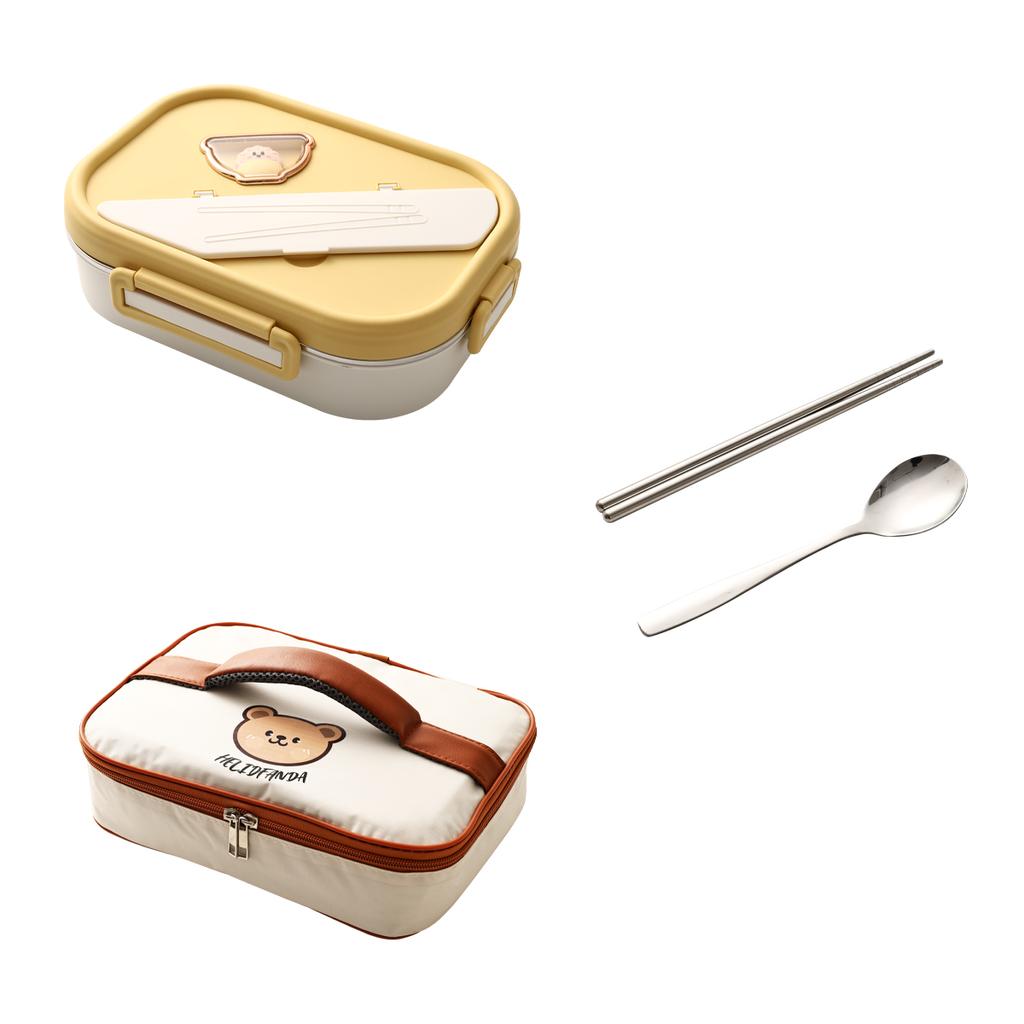 1200 ml Bento-Lunchbox aus 304 Edelstahl mit Suppenschüssel, tragbarer versiegelter Lebensmittelbehälter, Lunchbehälter mit 4 Fächern